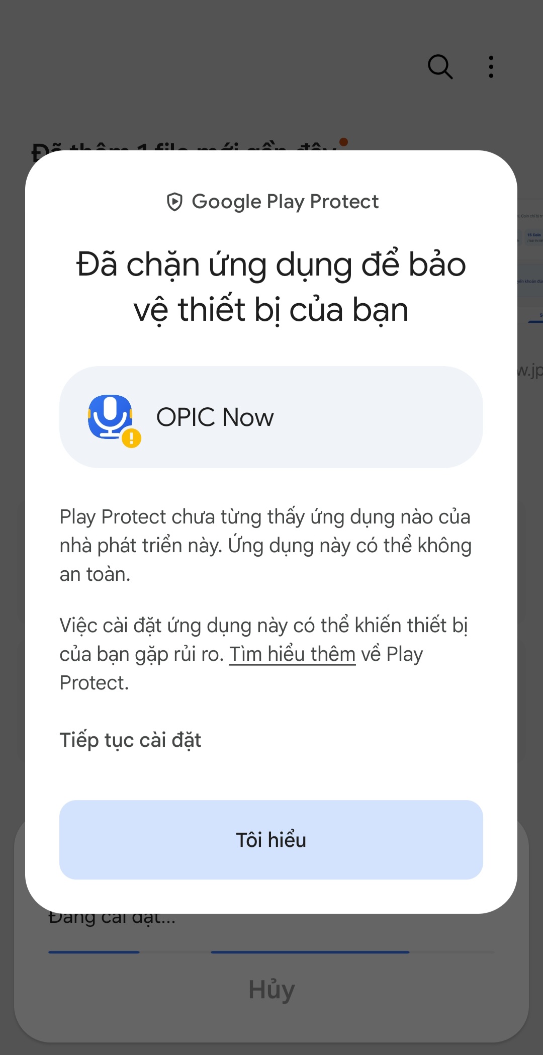 VirusTotal đang quét file APK